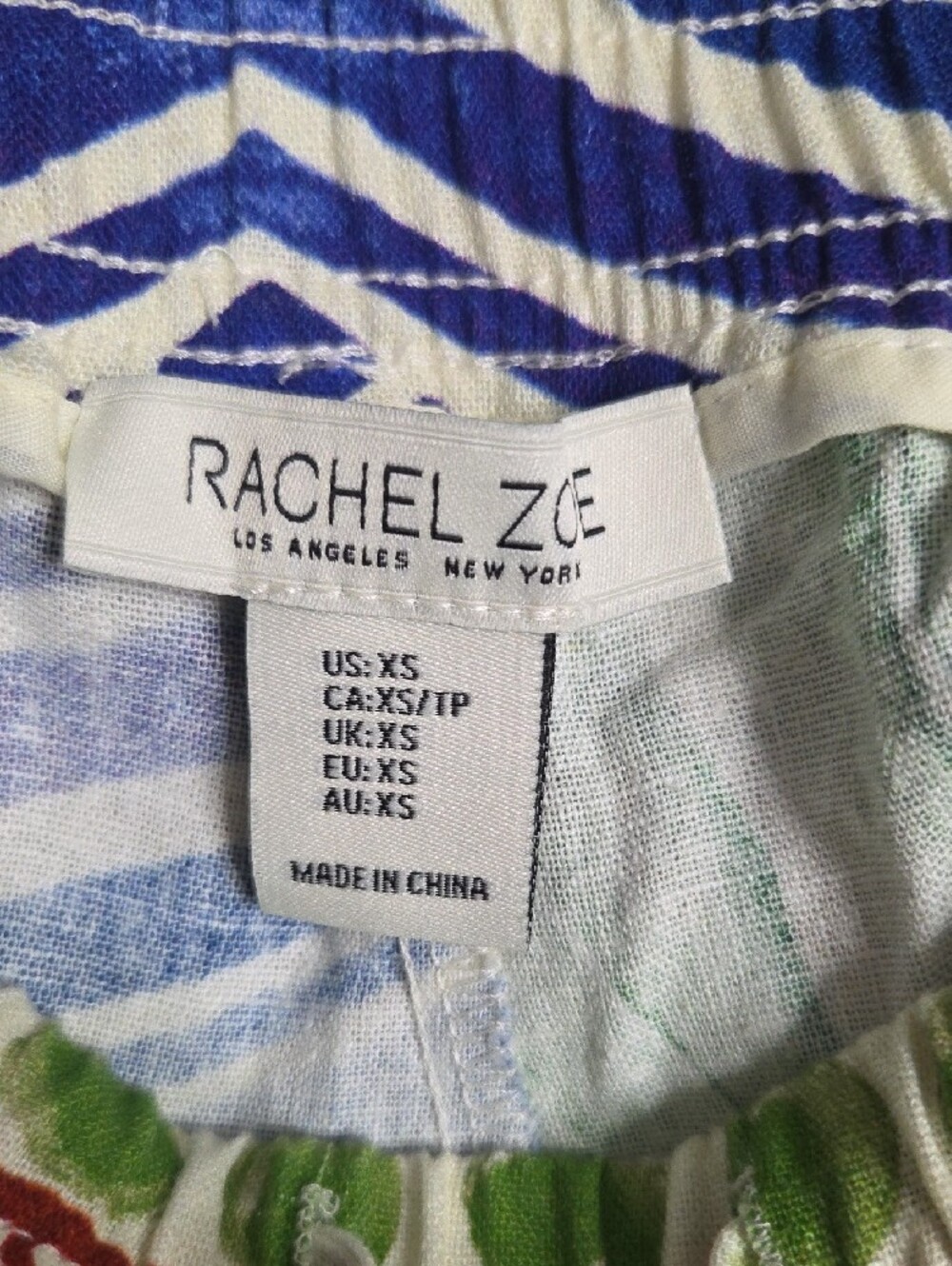 Rachel Zoe Tropical Fruit Print Wide-Leg Linen Pants NWT Farm Rio Style Xsmall - Picture 5 of 6